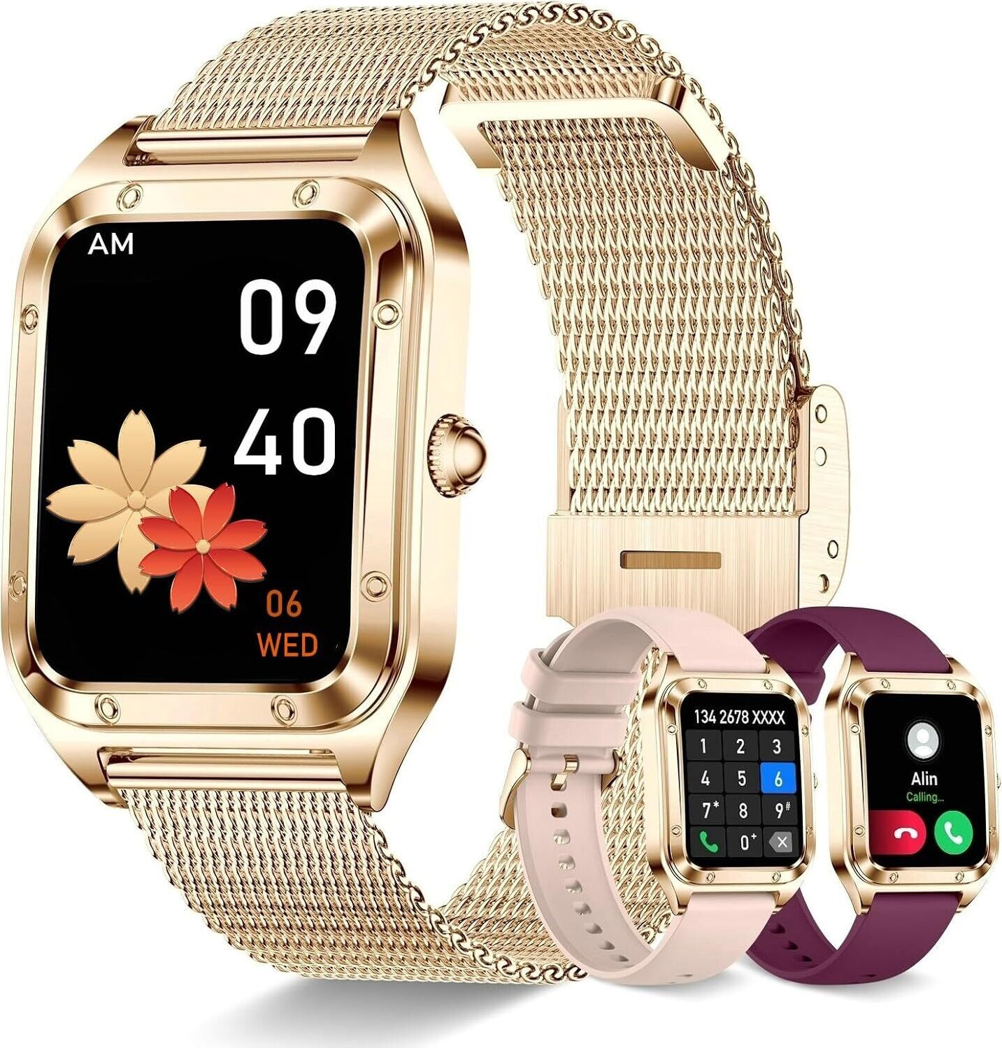 Inteligentné hodinky pre ženy, fitness tracker hodinky s krvným tlakom, monitor spánku, počítadlo kalórií, smart hodinky s Bluetooth volaním, kompatibilné s iOS a Android