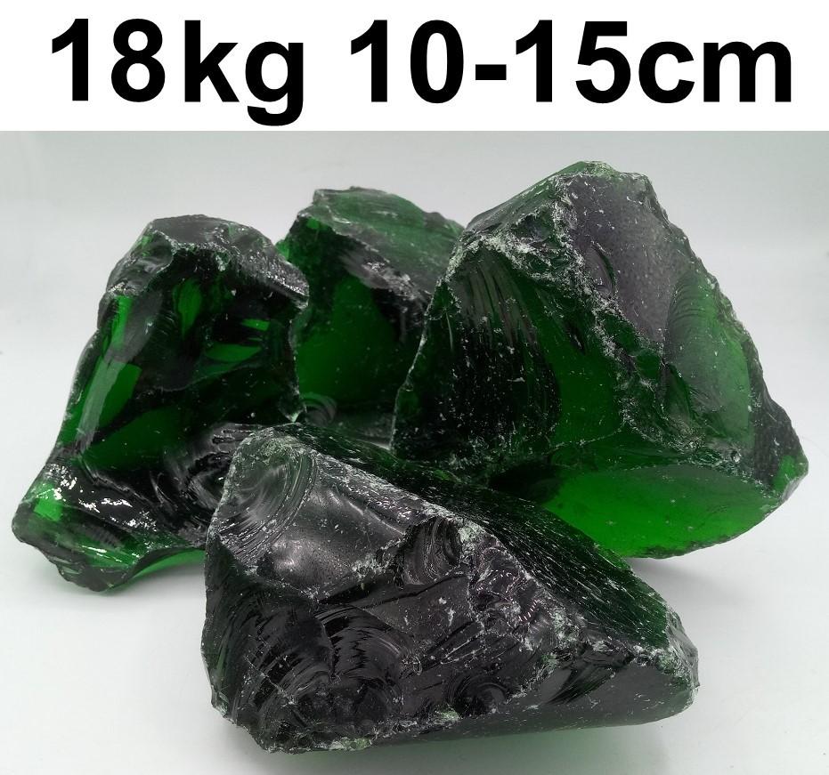 MOMA 18kg Glasbrocken für Gabionen und Deko grün 10-18cm Glasscherben Glassteine Dekoglas Bruchglas Seedeco