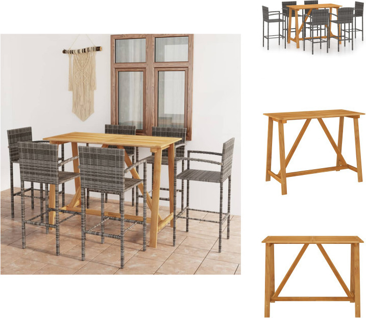 vidaXL 7-dielny záhradný barový set sivý - Záhradné nábytkové zostavy