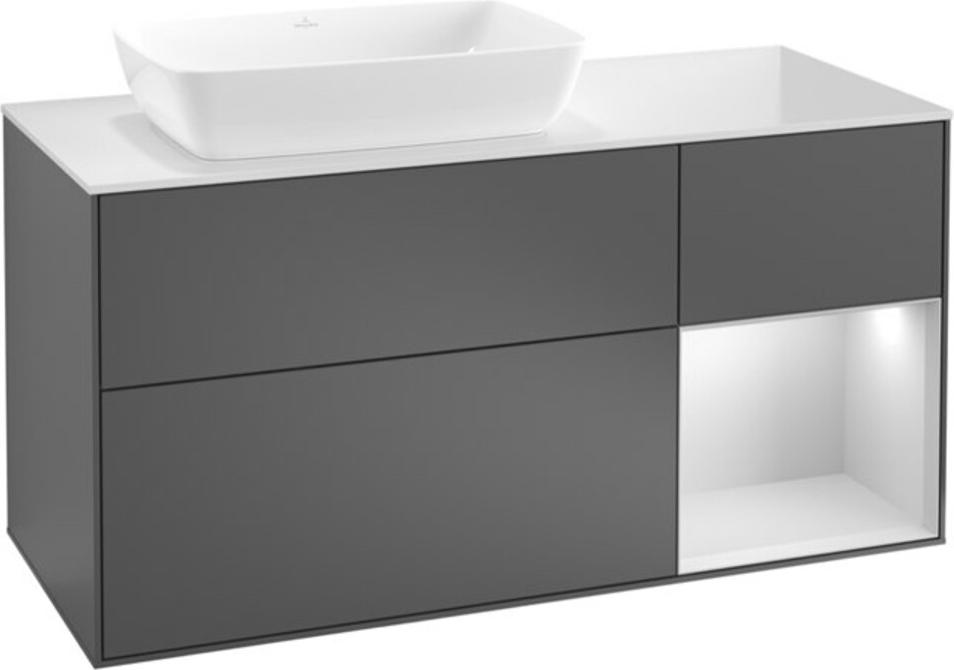 V&B Waschtischunterschrank Wandbeleuchtung Finion 120cm, Pl w m, Rg g wh. Lac, si Gr m Lac Image