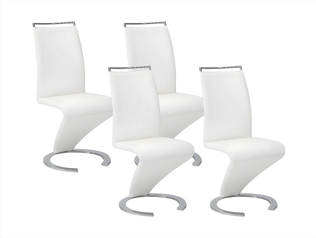 Vente-unique 4er Set TWIZY Stühle - Weißes lederähnliches Material
