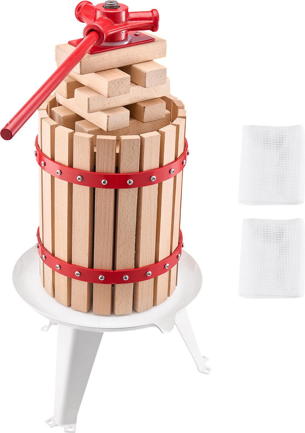 SucceBuy Manuelle Obstpresse mit Holzkorb, 6L, ideal für Wein- und Saftproduktion LD-BP6