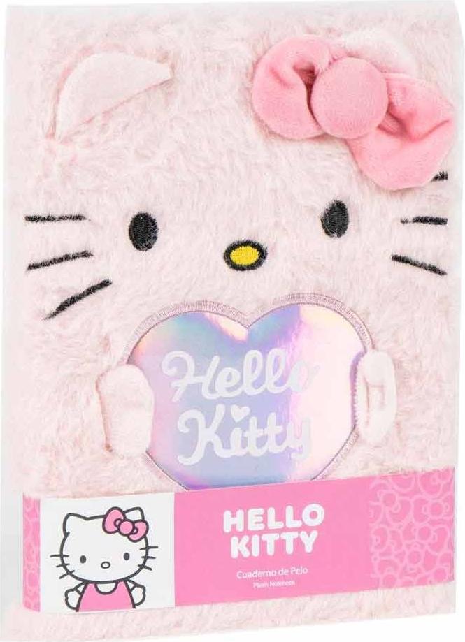 Northix Hello Kitty Plüsch-Notizbuch mit Softcover und 80 Seiten
