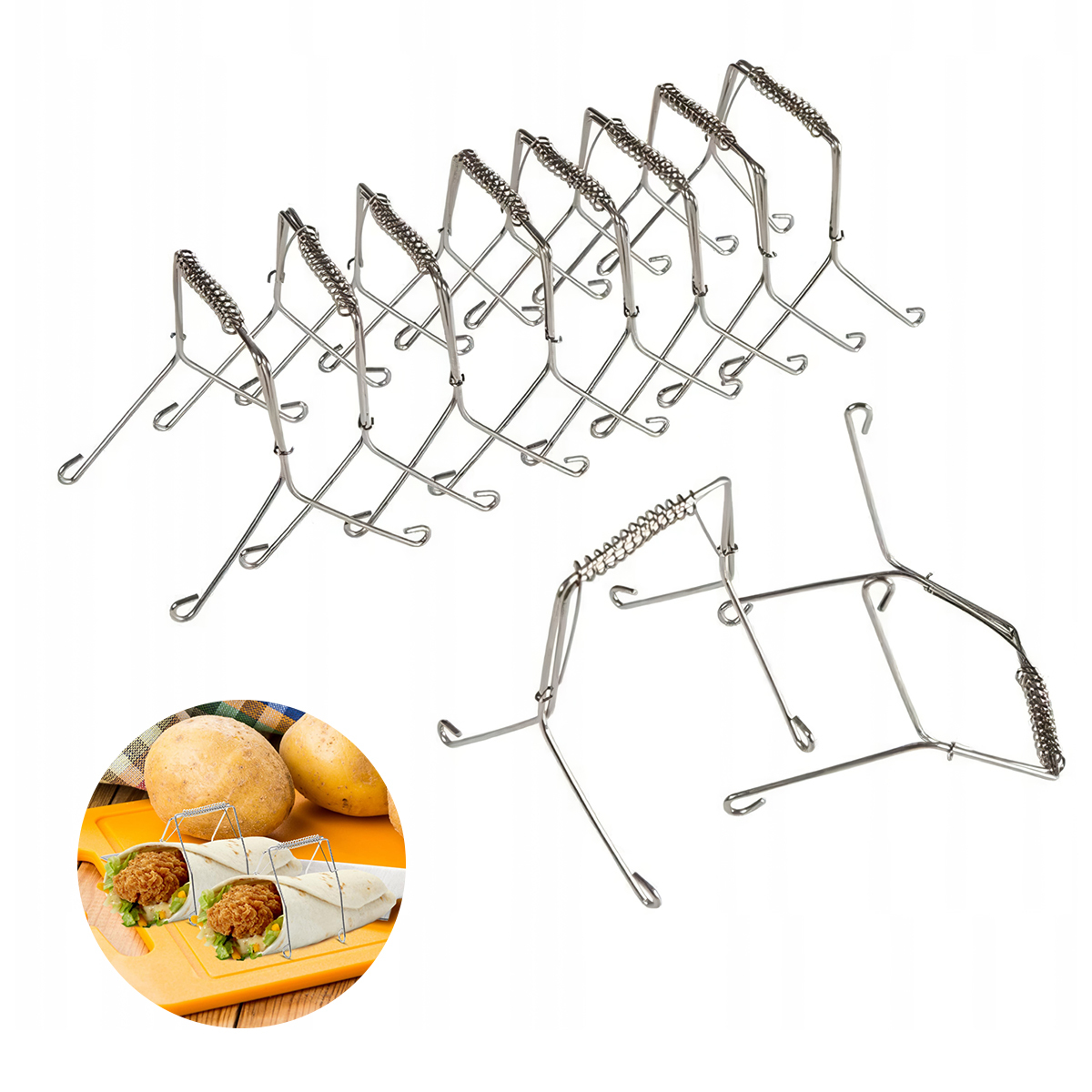 Novzep 10 Rouladenklammern, Rouladenringe, Edelstahl, wiederverwendbar, Rouladenspieße, Kohlrollenklammern,zum Grillen und Kochen KAUF-ALRI-KF1408-18