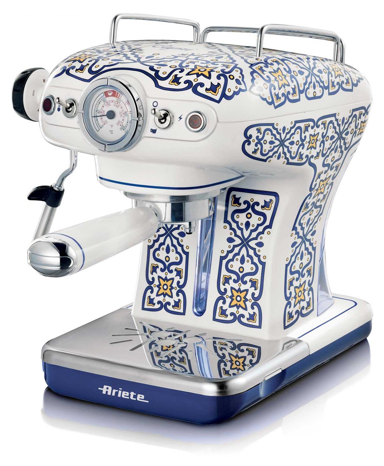 Ariete 1389/1C, Espresso kávovar, 0,9 L, Mletá káva, kávový sáčok, 850 W, Biela, svetlo modrá