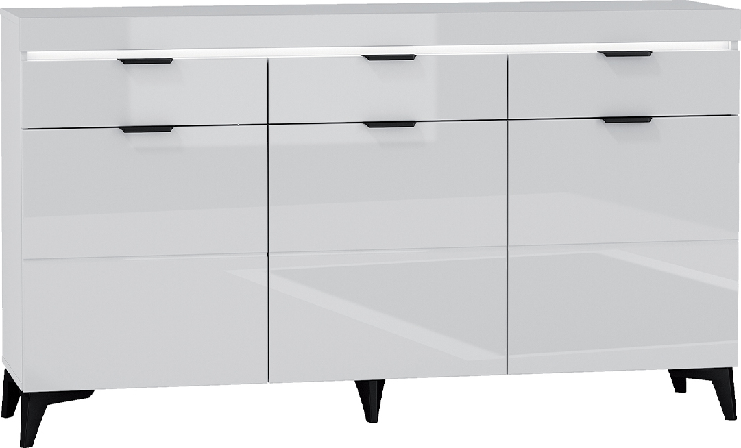 Buffet Ruben mit 3 Schubladen und 3 Türen, Weiß, 157cm