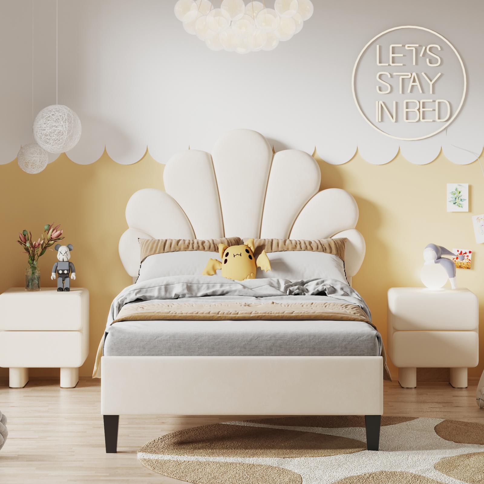 Lettino Imbottito Per Bambine A Forma Di Conchiglia Con Corona E Luci LED – 90x200 Cm, PU Rosa, Rete A Doghe - 5