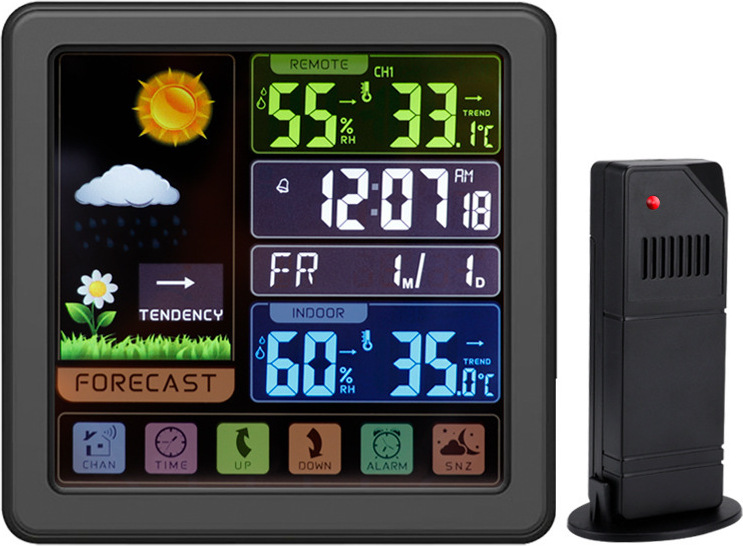 INF Wetterstation kabellos für drinnen und draußen mit Thermometer/Atomuhr 301416
