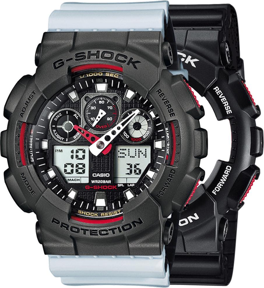 Zegarek Casio G-Shock SET GA-100-1A4ER + BEZEL 10467795 + PASEK 10527469 20BAR