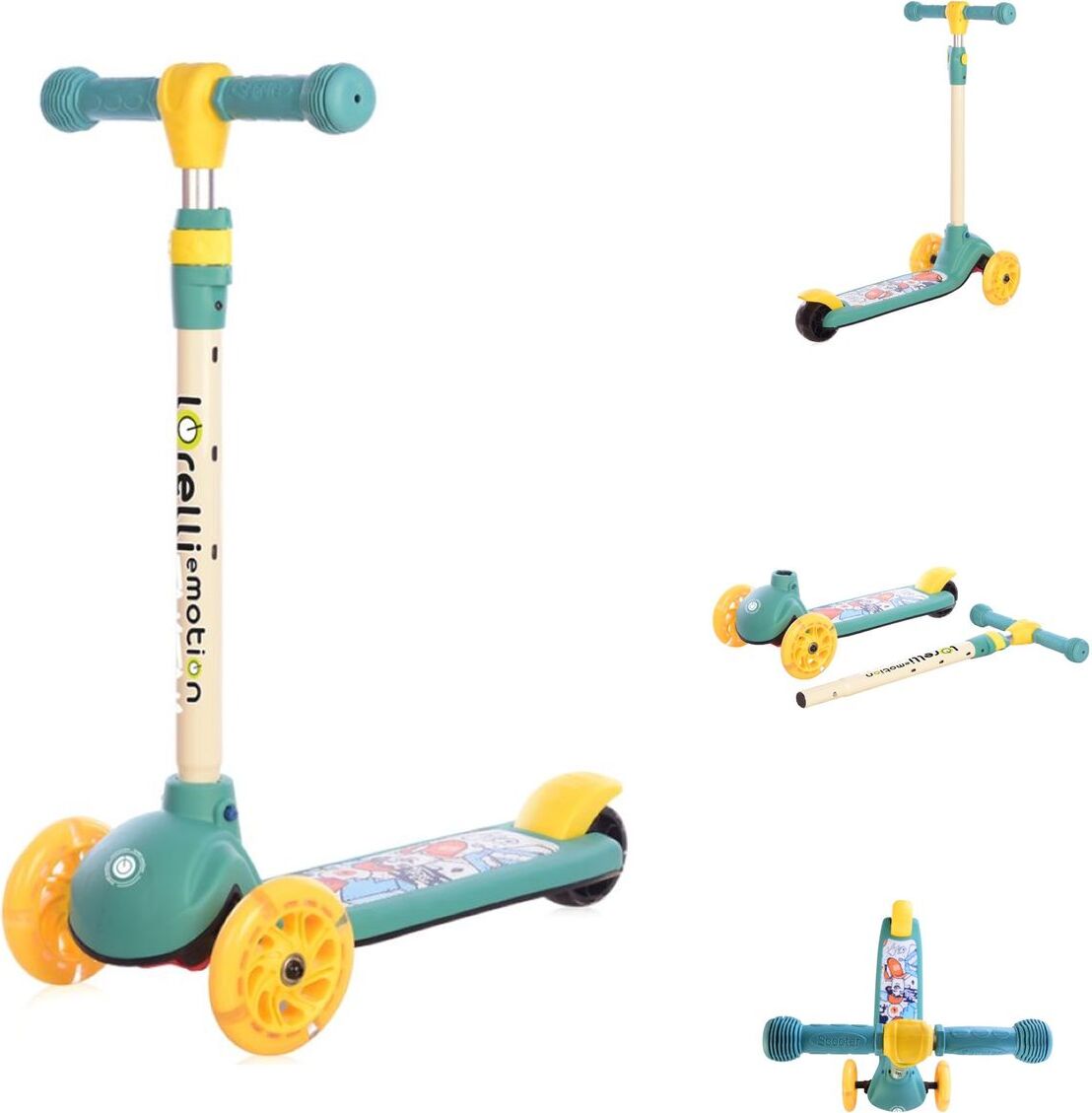 Lorelli Kinderroller Tamtam 3 Rder, hhenverstellbar, Leuchtrder, Fubremse gelb 10390160002
