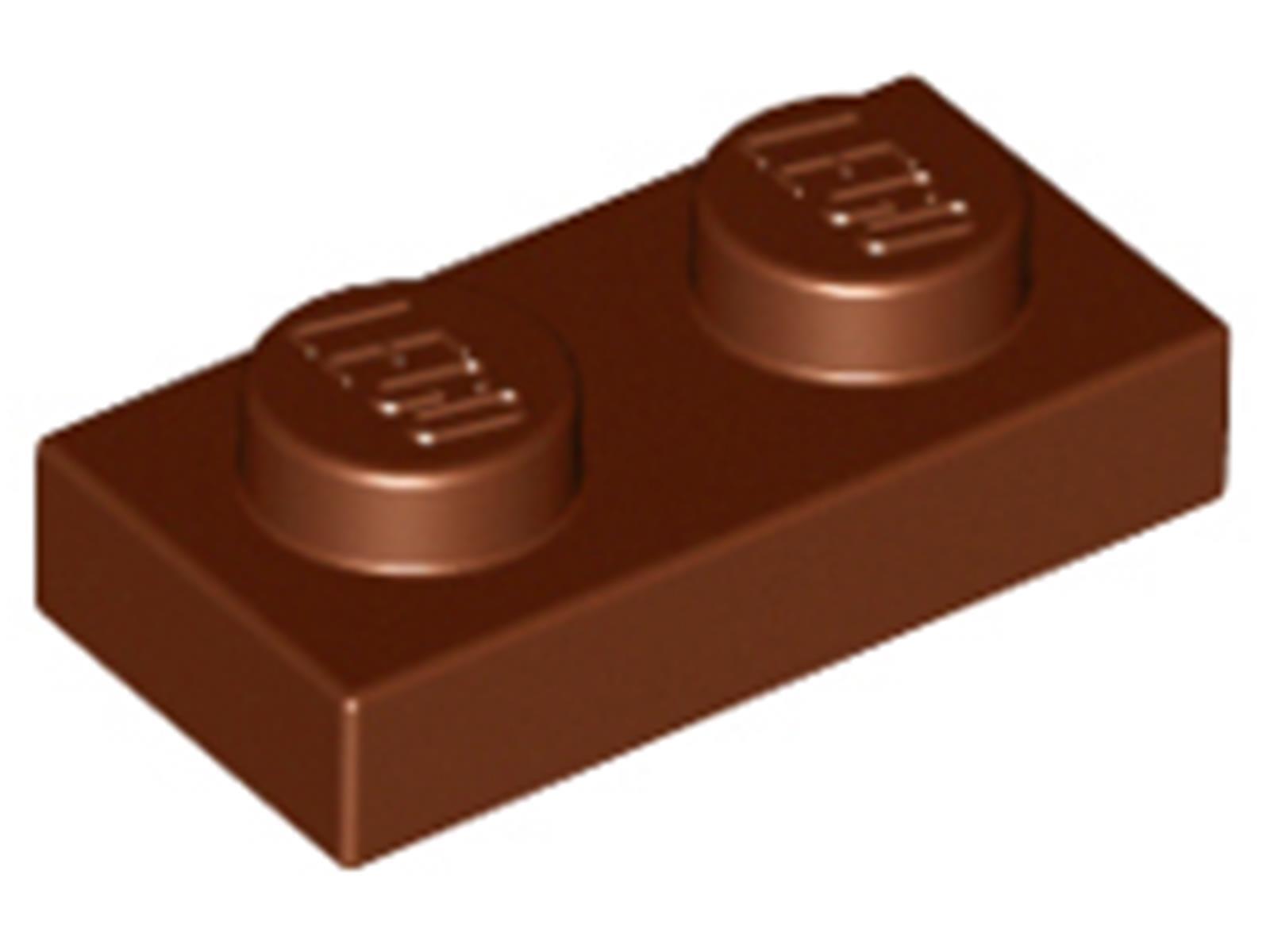 Lego® 250x 1x2 dosky 3023 - Doska Rotbraun - červenohnedá