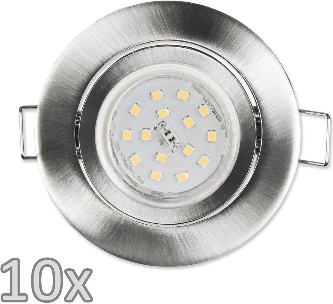 Einbauleuchten-Set McShine, 10xRahmen, 10x LED-Strahler, 5W, 500lm, Edelstahl 1452907