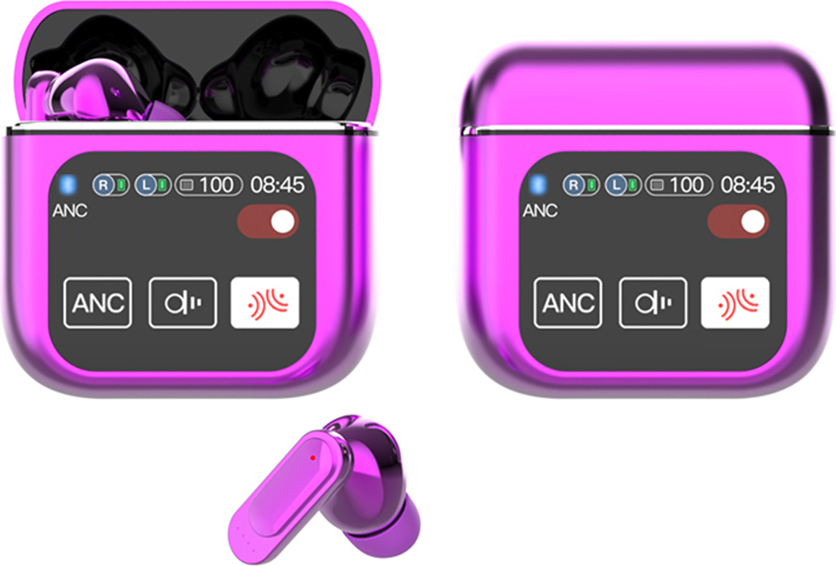 Douself Touchscreen-Bluetooth-Headset, kabelloses In-Ear-Stereo-Headset, BT5.4, ANC aktive Geräuschunterdrückung, ENC Umgebungsgeräuschunterdrückung, Lila