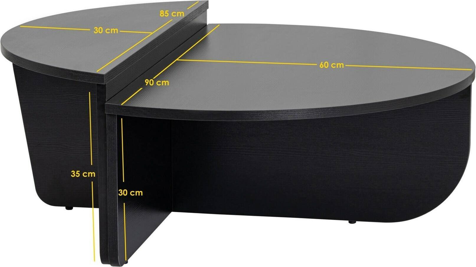 Dmora Wohnzimmertisch Feyre, Niedriger Wohnzimmertisch, Kaffeeregal, Couchtisch für Sofa, 90x60 h35 cm, Schwarz