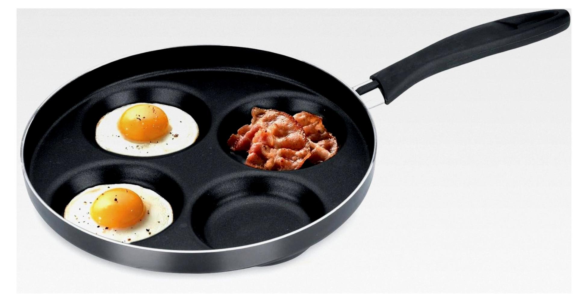 Markenlos Presto Bratpfanne Ø 24 cm, mit 4 Vertiefungen, Schwarz