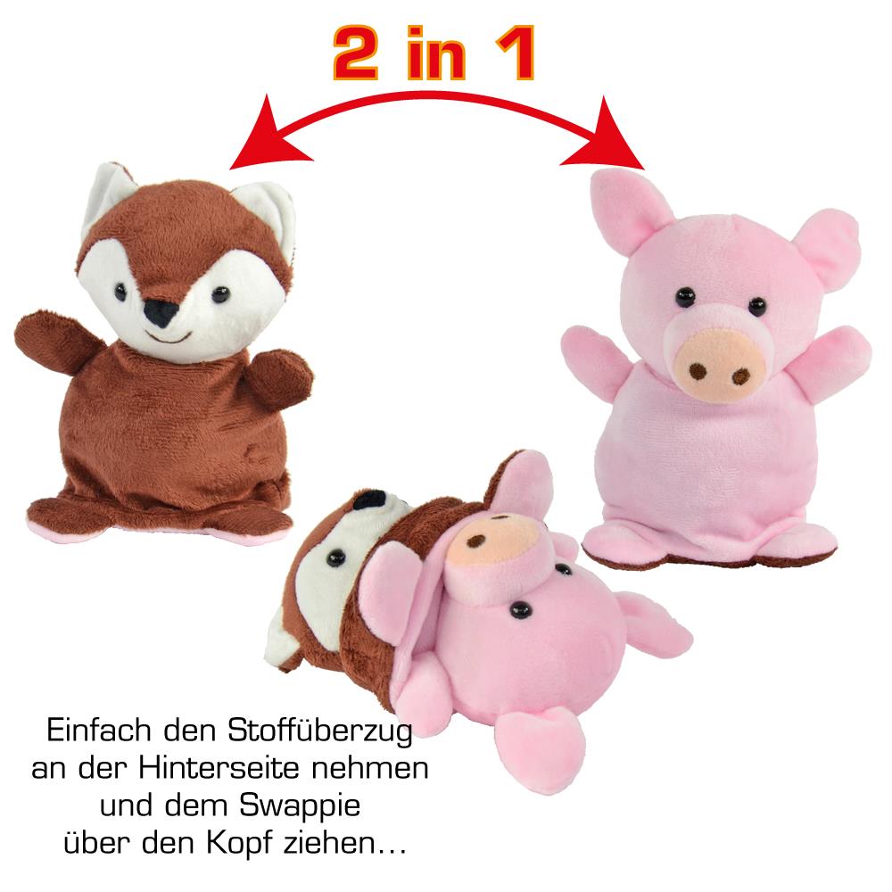 Bär/Frosch Kuh/Löwe 15cm NEU 3 x SWAPPIES Wende Plüschtier Einhorn/Drache 