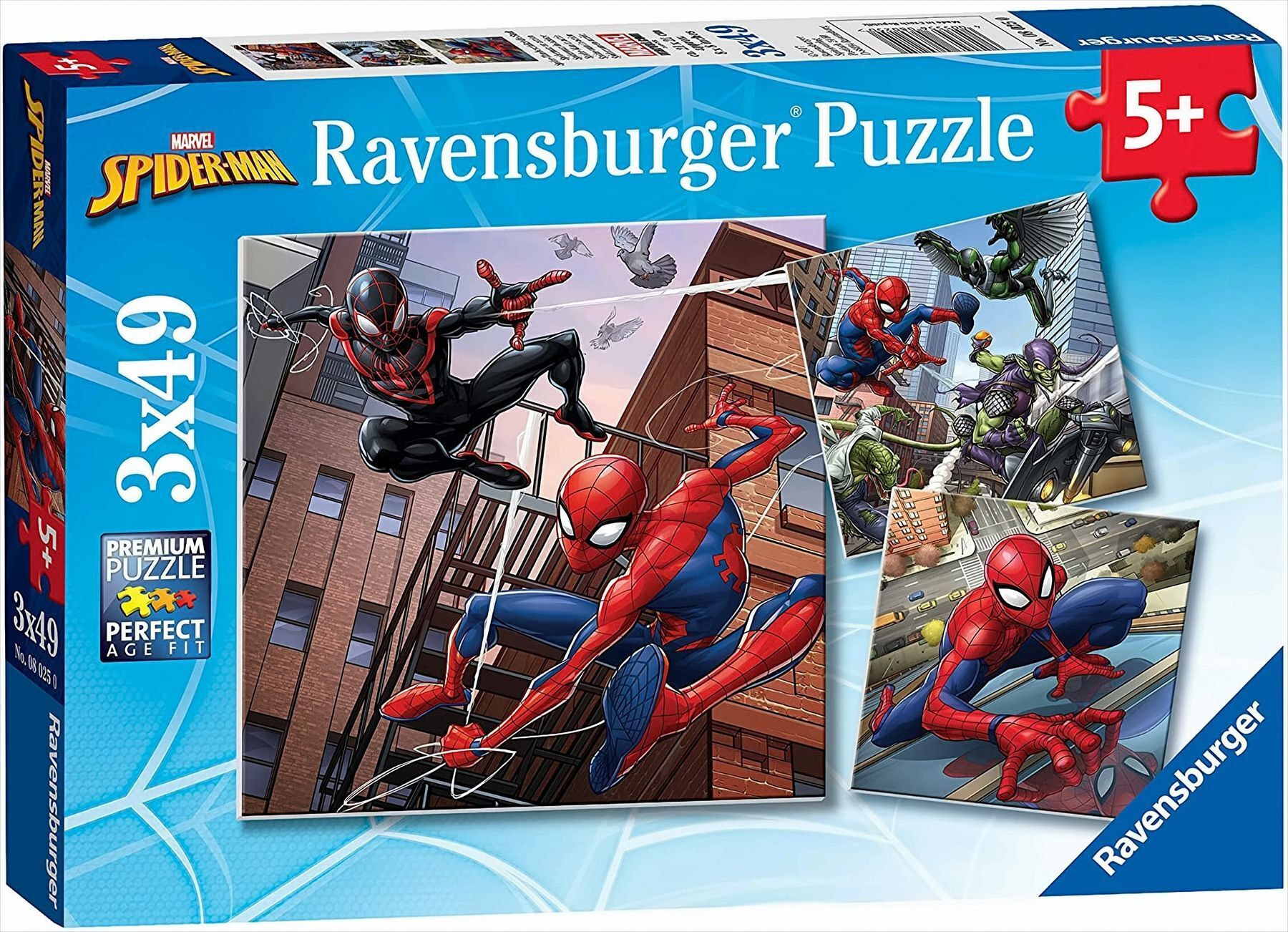 Ravensburger Spielverlag Puzzle 3x49T Spider-Man beschtzt die Stadt 5+ 08025