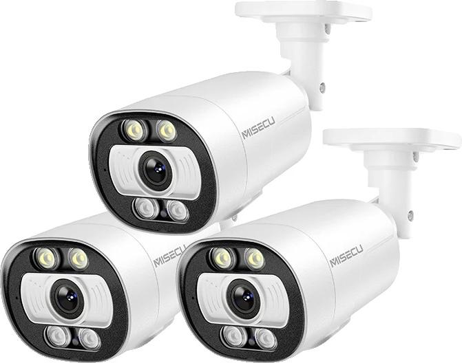 Vonkajšia IP kamera, AI detekcia človeka, farebné nočné videnie, 3ks 5MP POE kamery