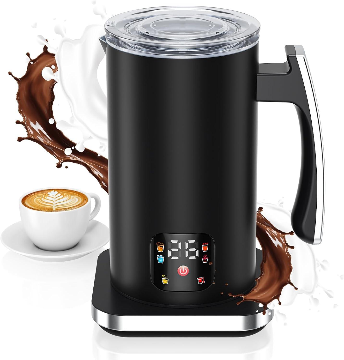 Priksia Milchaufschäumer 6-in-1, Milchschäumer, Milk frother 420ml, Milchaufschäumer, Milch aufschäumer, Milchsufschäumer, Milchaufschäumer elektrisch