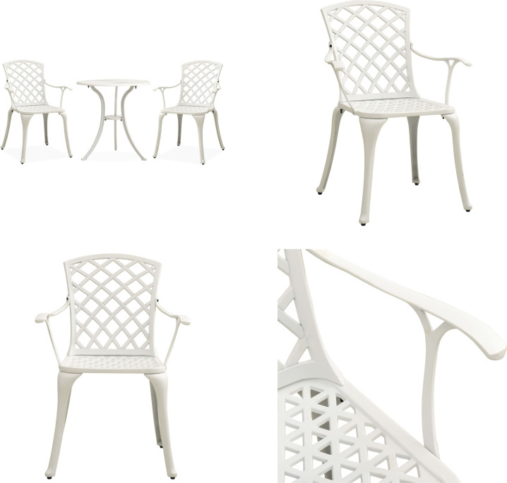 vidaXL 3 tlg. Bistro Set Aluminiumguss Weiß - Bistroset - Bistrosets - Bistro-Set - Bistro-Sets HL315593
