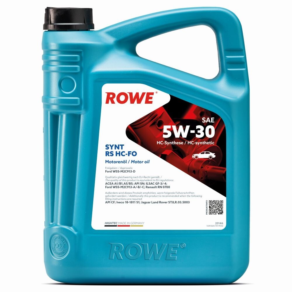 5 Liter ROWE 5W-30 HIGHTEC SYNT RS HC-FO Ford WSS-M2C913-D Ford WSS-M2C913-A Ford WSS-M2C913-B Ford WSS-M2C913-C Renault RN0700 20146-0050-99