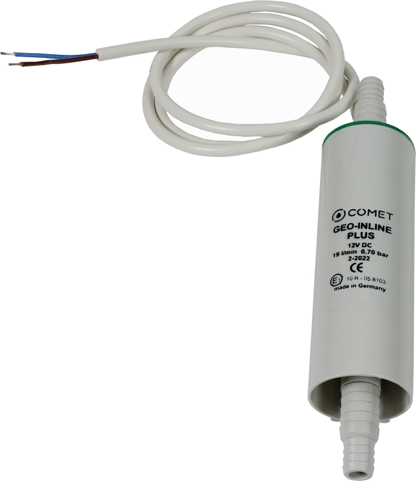 Comet GEO INLINE PLUS Verstärkerpumpe Durchlaufpumpe Wasserpumpe 12V 19 l/min 0,7 bar 7 m AT-12259