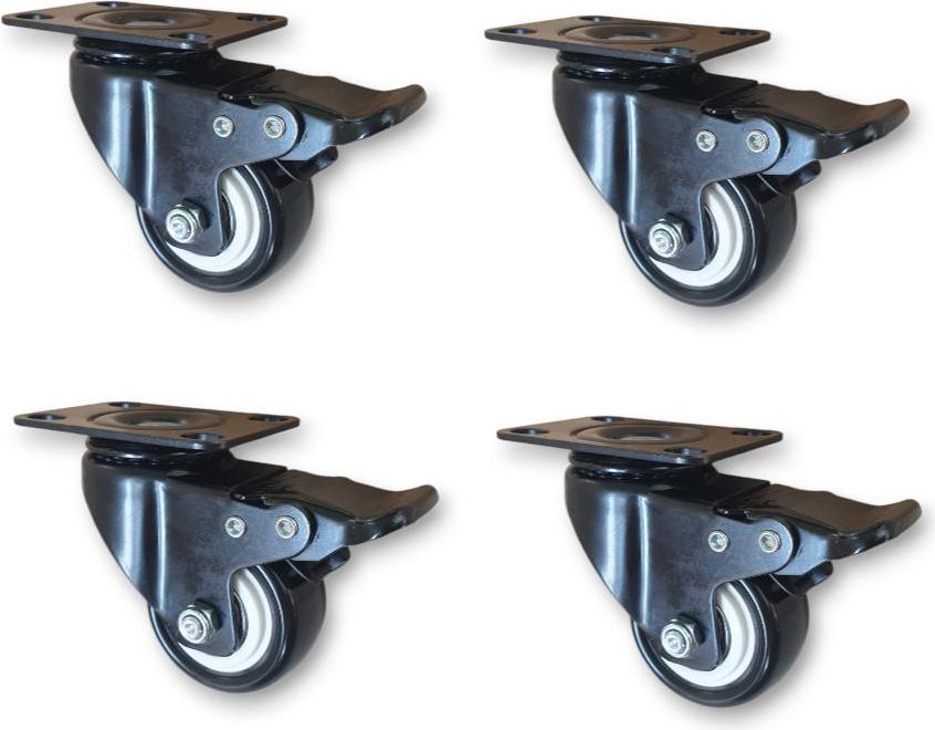 EURO-KUTNO 4er-Set Lenkrollen 50 mm mit Bremse 200 kg - Stabilität und Mobilität KO00020-4