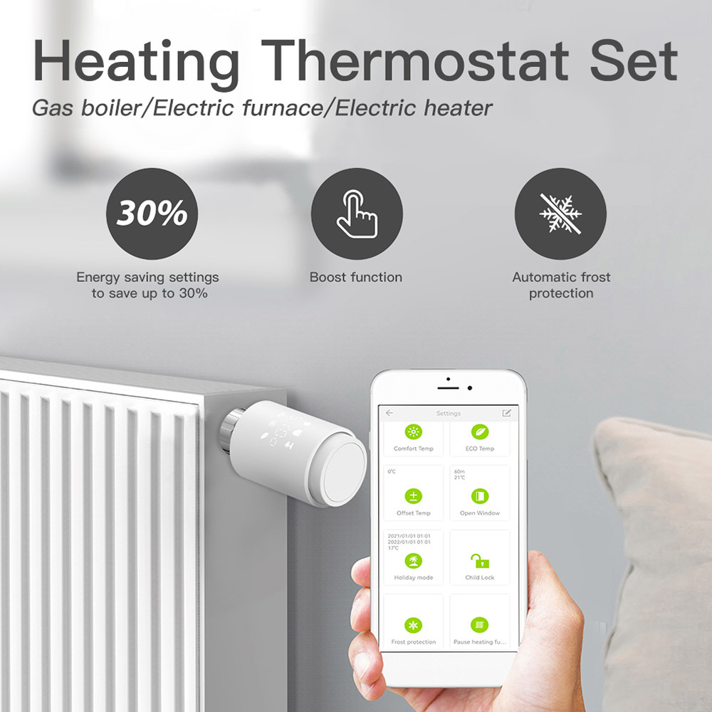 Lixada ZigBee3.0 4X Thermostatisches Heizkörperventil Smart Thermostat Temperaturregler Wöchentlich programmierbare APP-Steuerung Sprachsteuerung Kompatibel mit Google Home / Alexa