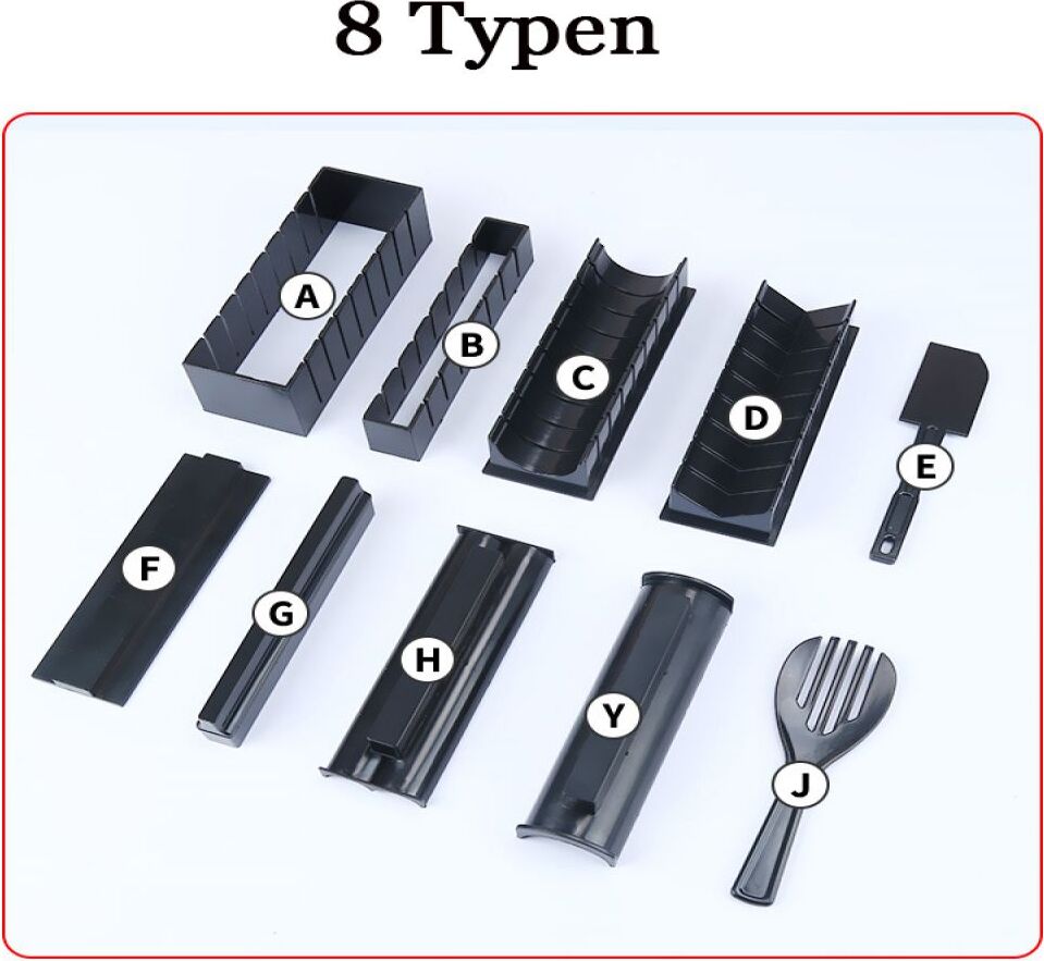 JedBesetzt Sushi-Set schwarz ohne Messer mit Küchenutensilien Sushi-Set K-XMM-250509-25
