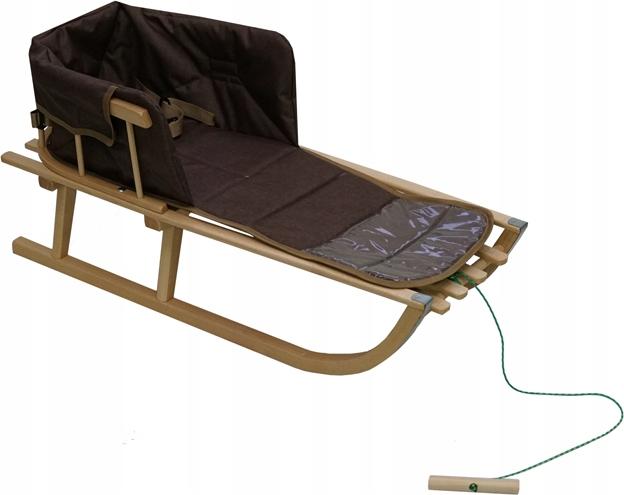 SIGMATEC Holzschlitten mit Rückenlehne und Matratze für Kinder, traditionell, massiv PL