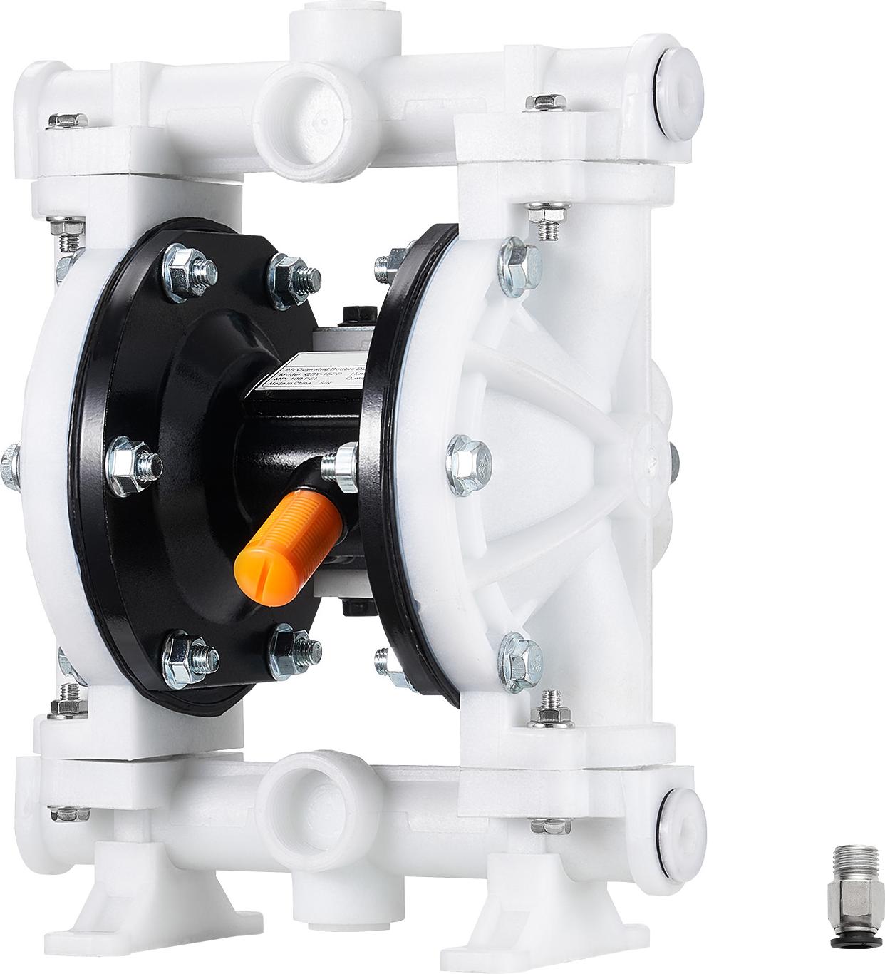 SucceBuy dvojmembránové čerpadlo stlačeného vzduchu, 16,64 l/min, vstup a výstup 38,1 mm, pneumatické čerpadlo na prečerpávanie odpadového oleja, max. 100 PSI, polypropylénové puzdro, vhodné na naftu, mazivá, parafín a benzín