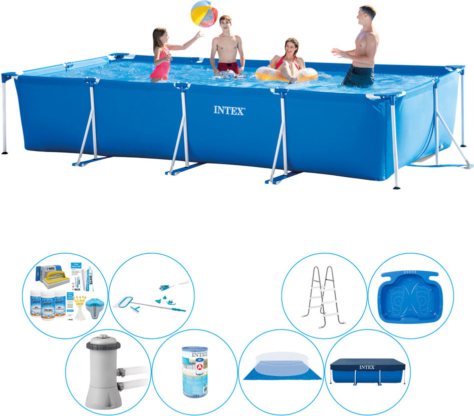 Intex Rámový bazén Rechteckig 450x220x84 cm - All in 1 Pool-Paket
