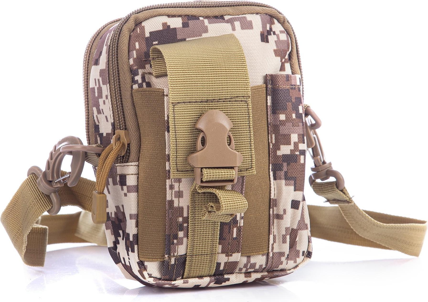 SERGEJ Herren Gürteltasche 800D Nylon 2 Reißverschlussfächer Abnehmbarer Schultergurt Desert Moro