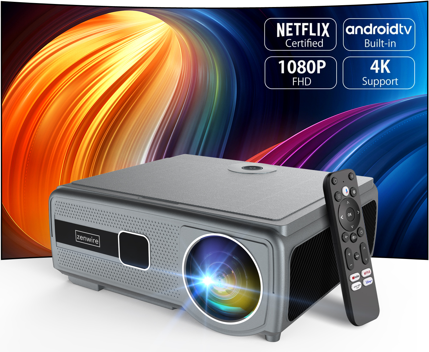 Projektor Projektor 30000lm WiFi Android Google TV FULL HD 4K Autofocus LED
