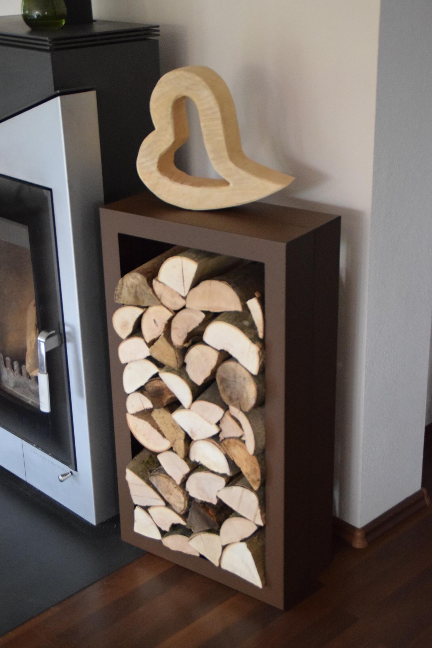 Metalltechnik Dermbach Kaminholzregal Brennholzregal Innen Metall Rechteck - Edelrost Optik (Corten Effect) 60033-C