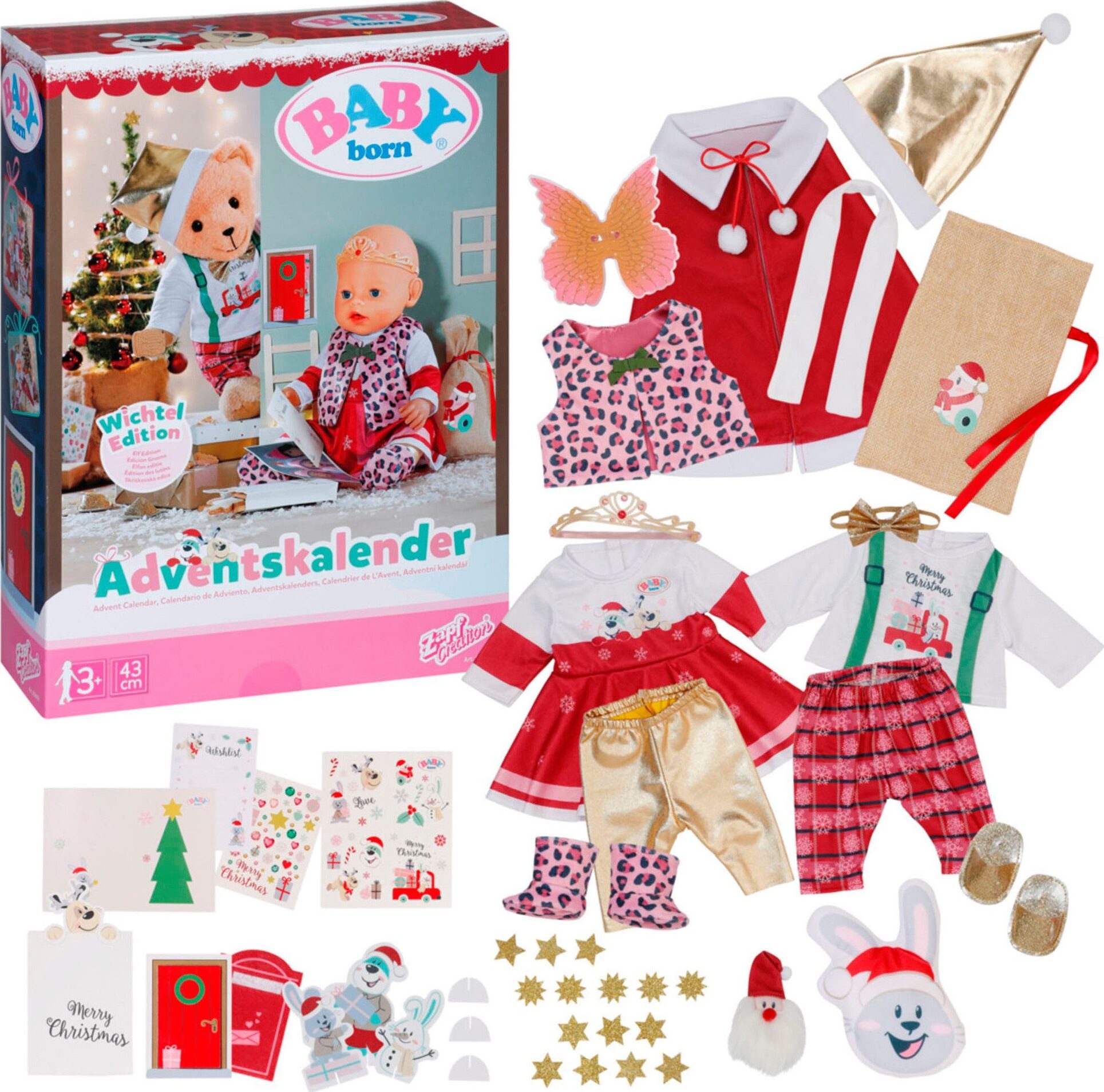 BABY born Adventný kalendár s 24 prekvapeniami, oblečením a doplnkami pre bábiky 43 cm, 836101 Zapf Creation