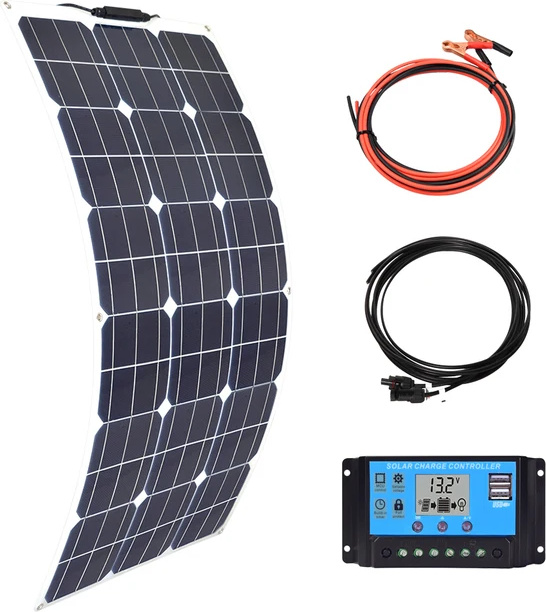 WUZECK 200W Flexibles Solarpanel – 12V, Monokristallin, 248° Biegsam, Schwarz, 23,3% Wirkungsgrad – Für Wohnmobil, Boot, Balkon, Flachdach