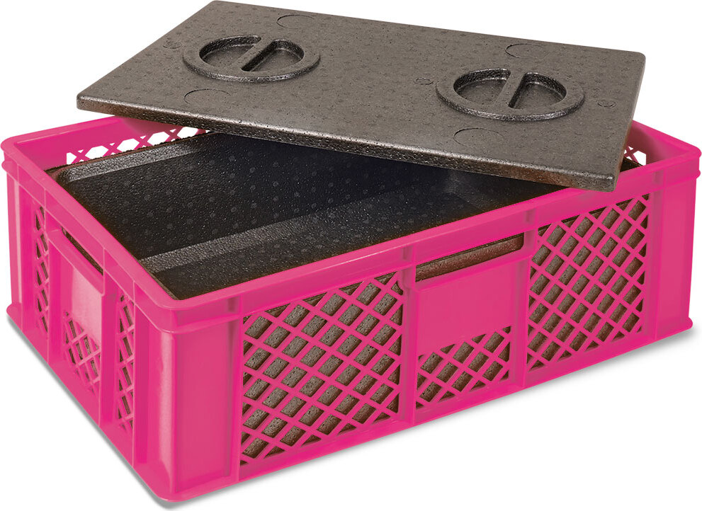 BRB Lagertechnik Stapelkorb mit EPP-Isolierbox, LxBxH 600 x 400 x 240 mm, pink 24613