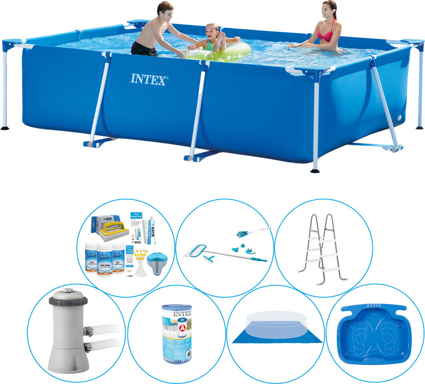 Intex Rámový bazén obdĺžnikový 300x200x75 cm - 8-dielny - balenie bazénov All-in-1