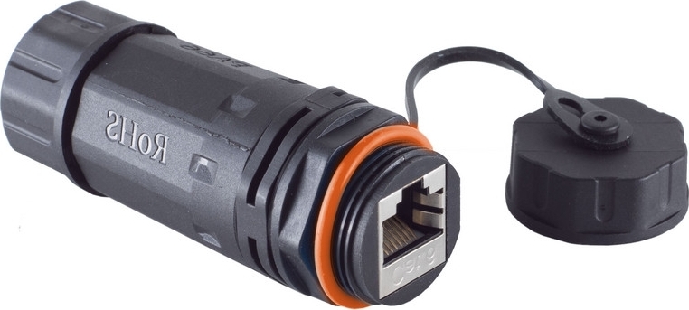 Kabelbude.eu Patchkabelkupplung RJ45 CAT 6A, IP68, kurz Outdoor