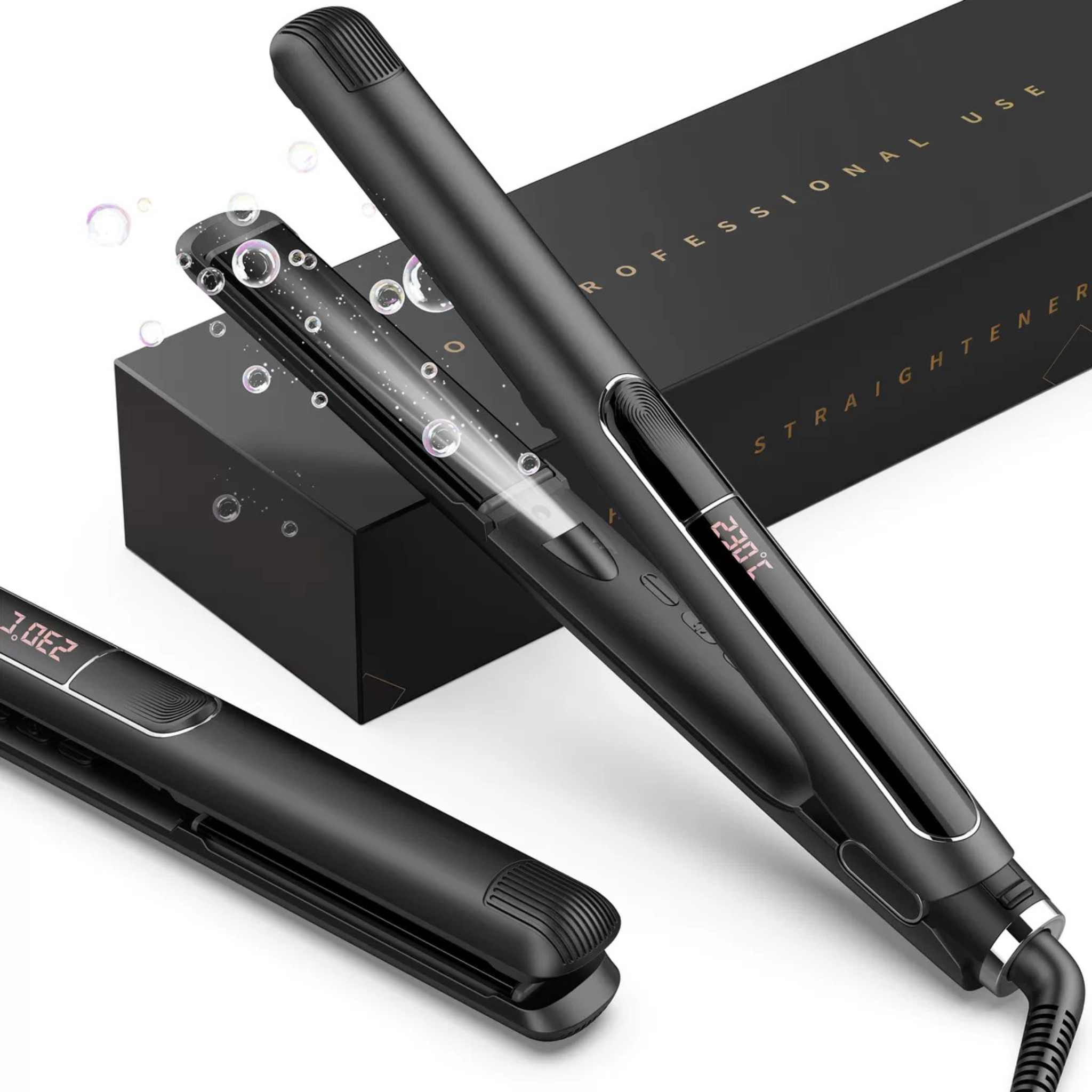 KUGI Haarstyler Glätteisen Lockenstab Glatte Lockenfrisur für den doppelten, Gebrauch (hochwertige Keramikbeschichtung mit echten Perlen