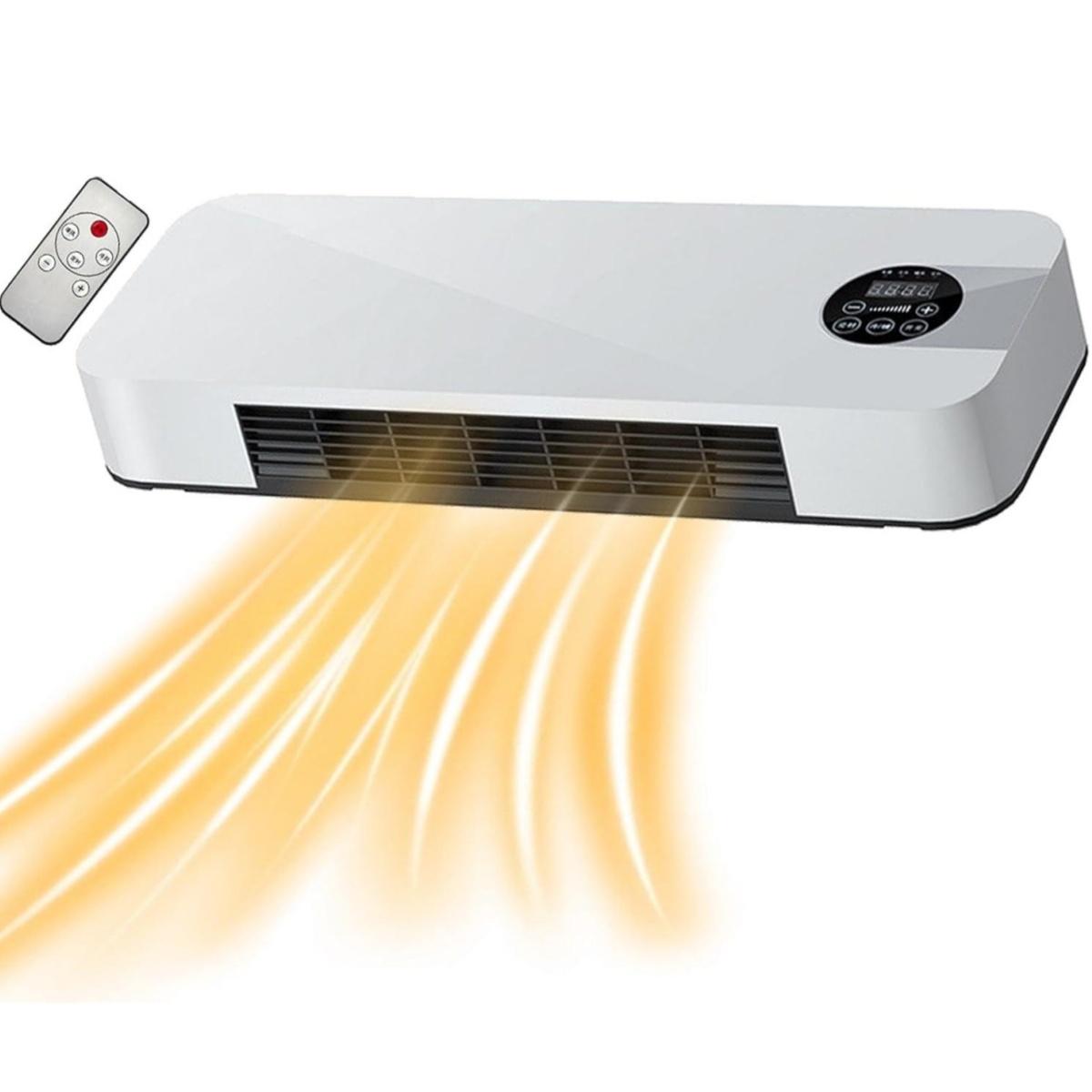 AIORBER Multifunkčný nástenný ohrievač s diaľkovým ovládaním, 1500 W, teplý a studený vzduch, časovač, LED displej, tichý, do kúpeľne a obývačky