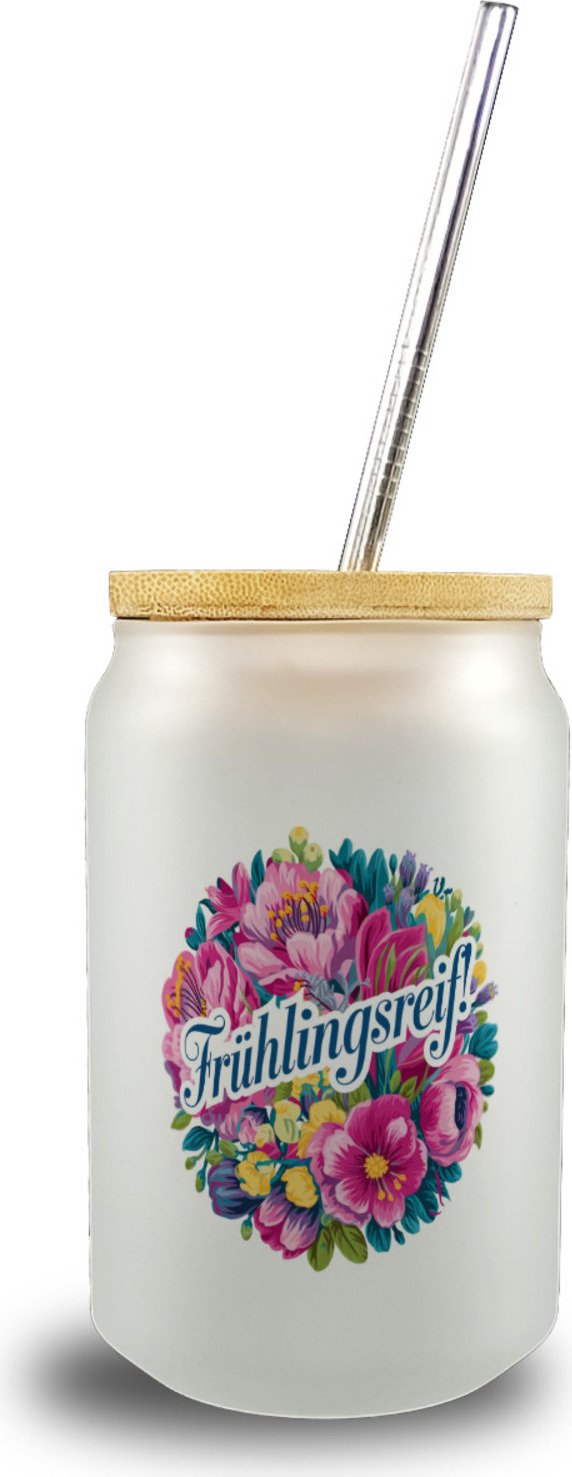 speecheese Frühlingsreif Blumendesign Trinkglas mit Bambusdeckel