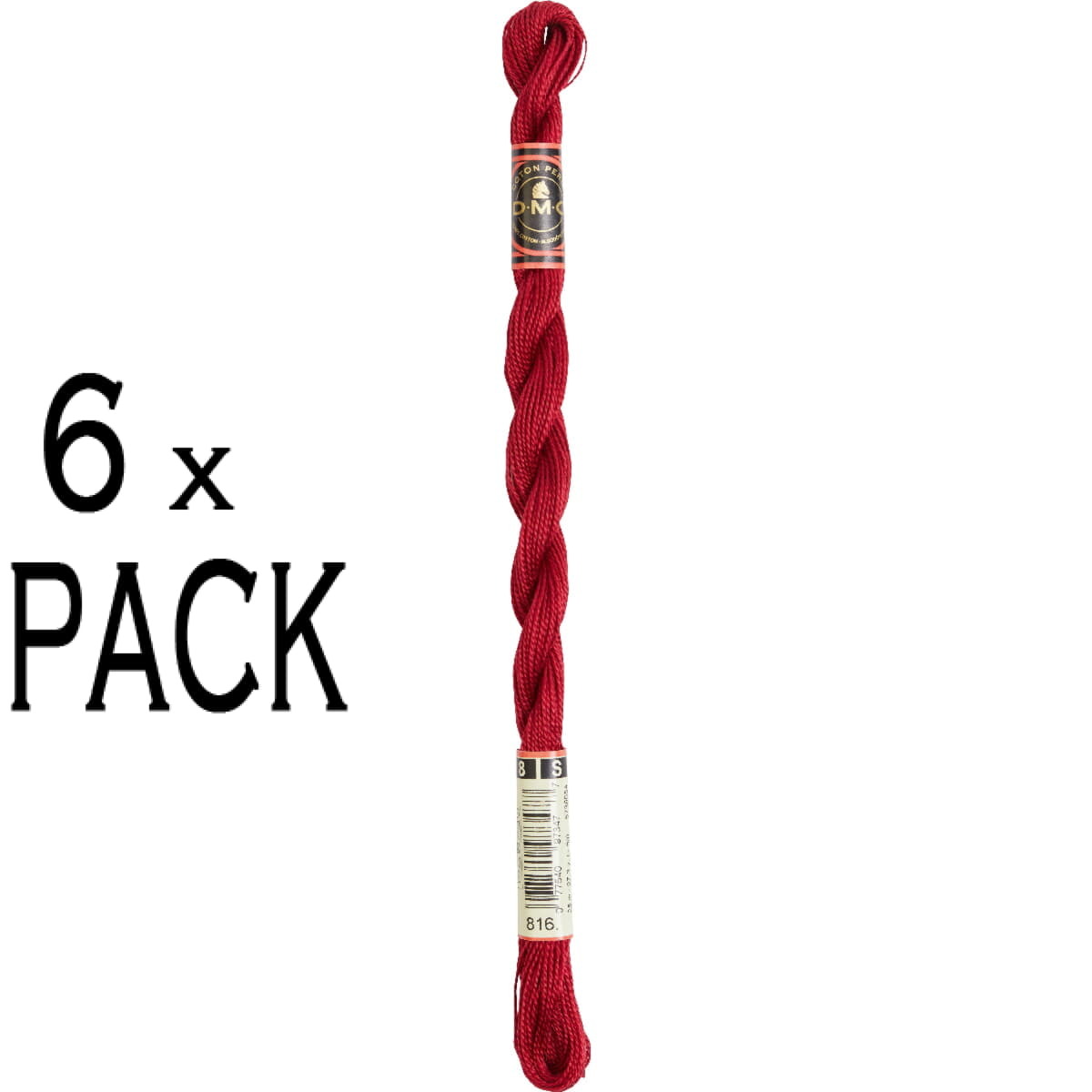 6x DMC Stickgarn Stärke 8, 25 m, 115ar/8-816