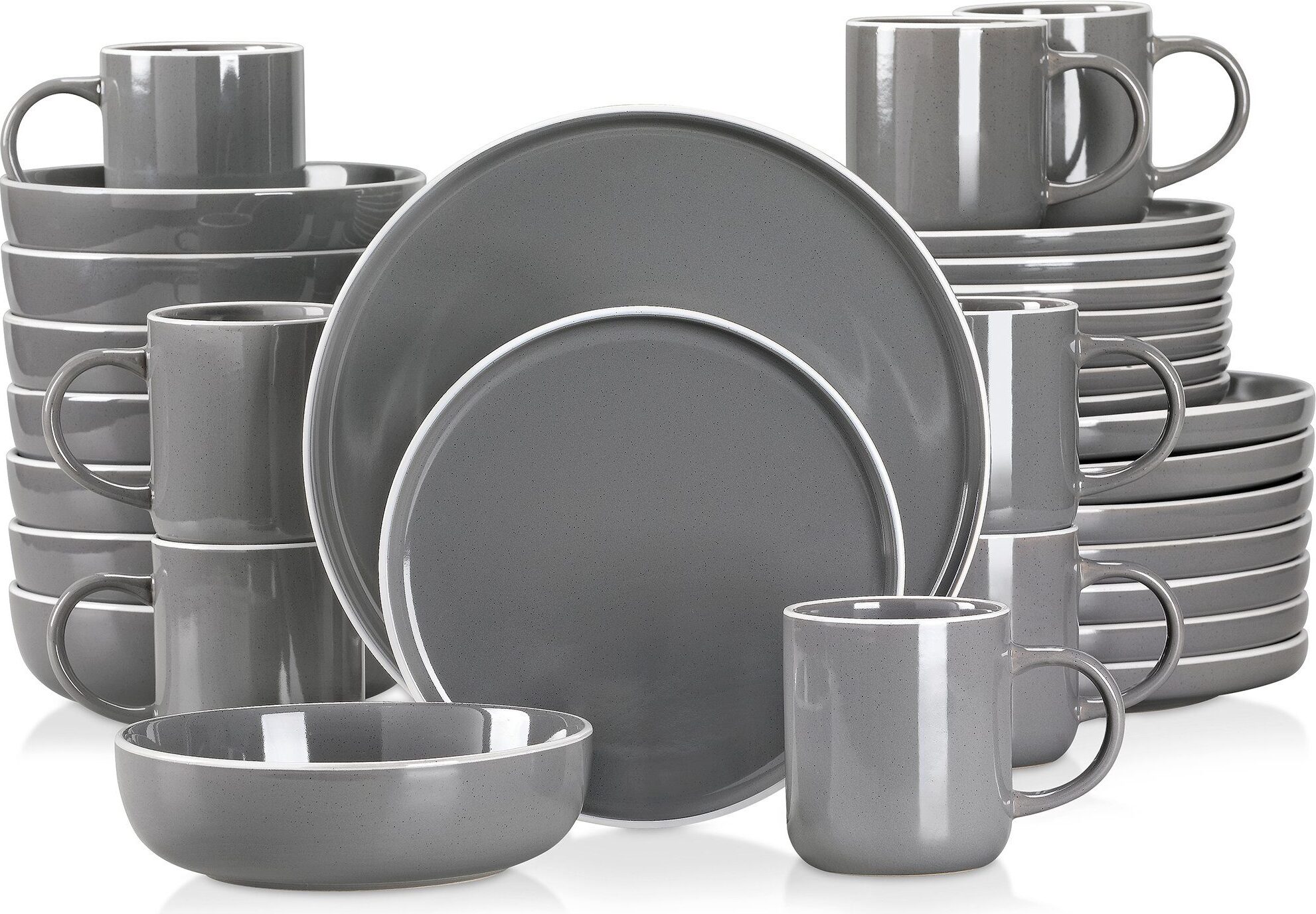 Tafelservice Steingut, vancasso SESAM Geschirr-Set, 32-tlg Kombiservice, mit Kuchentellern, Flachtellern, Becher und Schalen für 8 Personen VC-SESAM-DG-SL*2