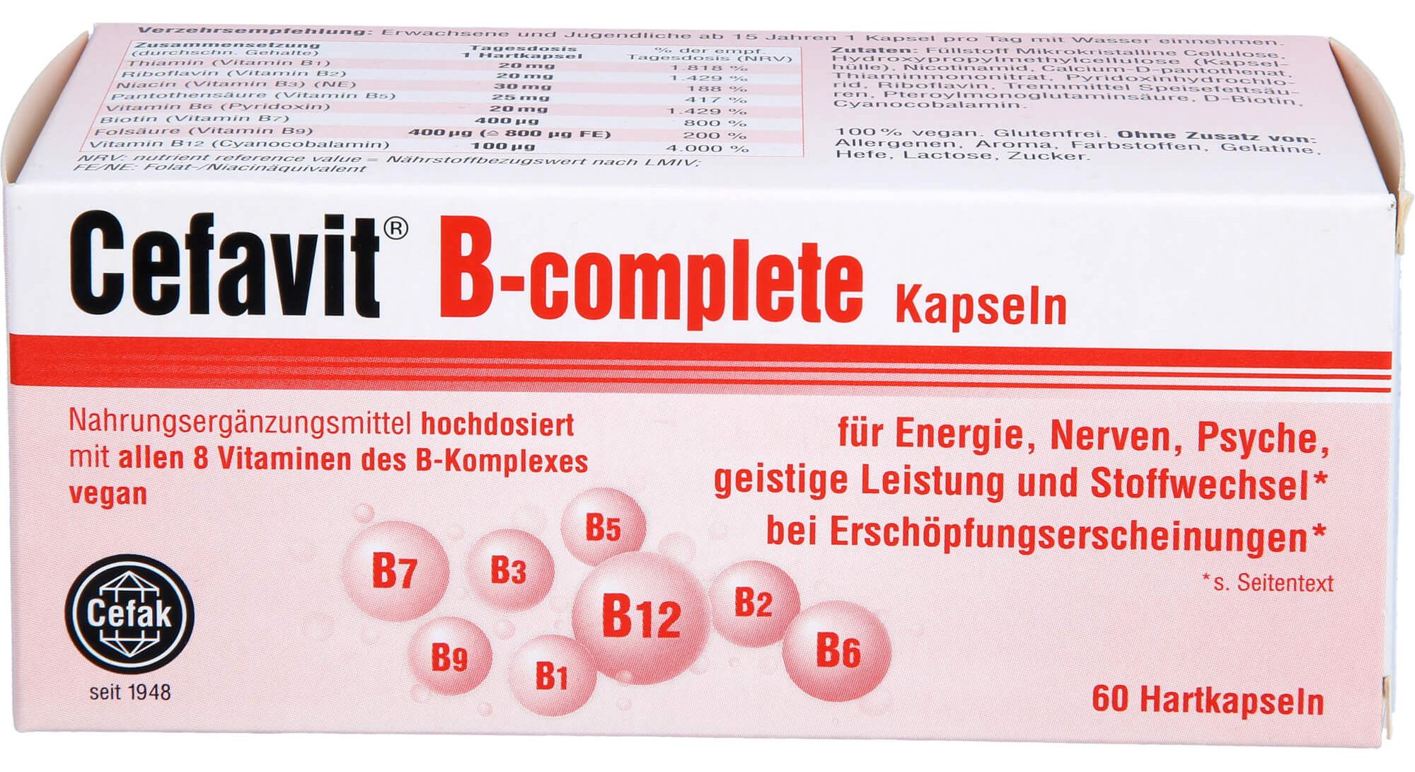 Cefak KG Cefavit B-complete Kapseln für Energie, Nerven und Psyche bei Erschöpfungserscheinungen, 60 St. Kapseln 16833943