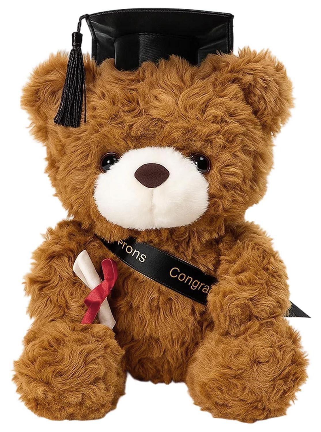Sonstige Teddybär mit Doktorhut und Urkunde, braun, 23cm