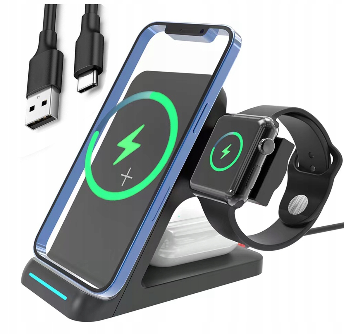Indukčná nabíjačka 3v1 pre Samsung S21 S20 Apple + AirPods Buds Apple Watch 15W