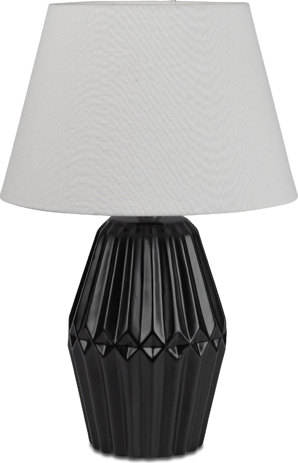 Tischlampe Relief rund matt schwarz H. 46cm mit silbernem Schirm Formano 715715