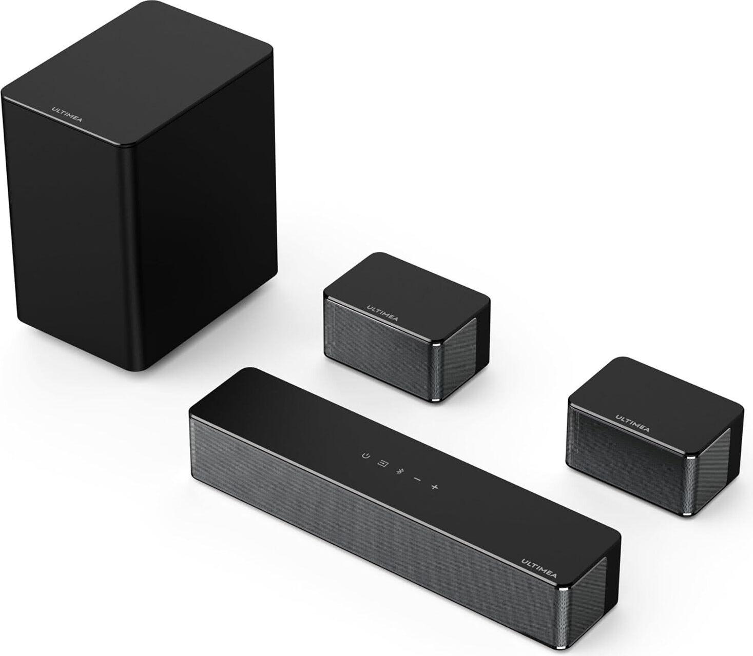 ULTIMEA 5.1 Surround Soundbar 320W, virtuálny priestorový systém, Soundbar so subwooferom a zadnými reproduktormi, priestorové a basové nastavenie domáceho kina